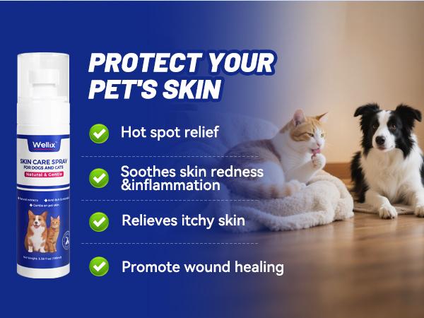 Wellix Hot Spot Spray for Dogs & Cats – Plant-Based Formula Itch & Skin Relief, 80ml#SummerVibes #petslovers,#backtoschool