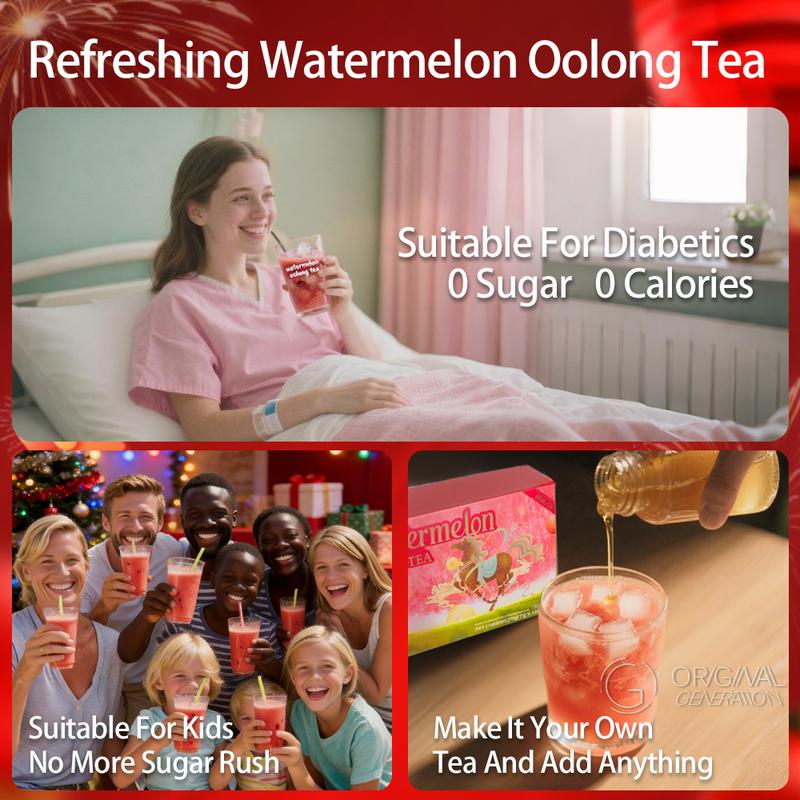 Bogo Lunar New Year 3.0 Watermelon Oolong Tea 2 Cartons (1 Carton 70g 7g×10packs)×2 With Color Changing Glass Sport Drinking Water Bottle With Oolong Tea Red Pitaya Watermelon Peach Pumpkin Strawberry Apple