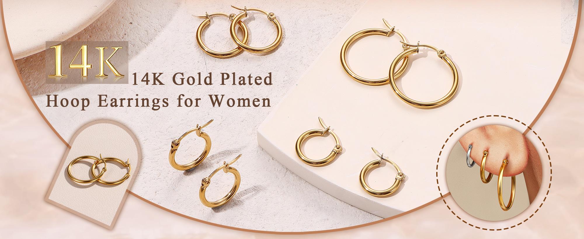 ORAZIO 4 Pairs Stainless Steel Hoop Earrings Set 10MM-20MM Cute Huggie Earrings for Women Hypoallergenic Jewelry Casual Trendy Fashion Earrings