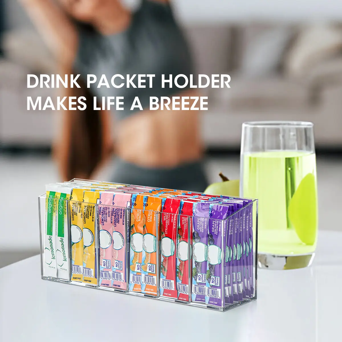 AIEVE Drink Packet Organizer, Water Drink Packet Holder with Removable  Divider, Water Flavor Packet Organization Container for Kitchen Organizers  and Storage (6 Compartments)  HydrationStation.FlavorPackets.WaterTok.Coffee.Tea Station.Fitness 