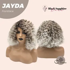 JBEXTENSION 12 Inches Deep Curly Ash Grey Pre-Cut Side Part Frontlace Glueless BS Wig JAYDA【BENDY EAR TABS】