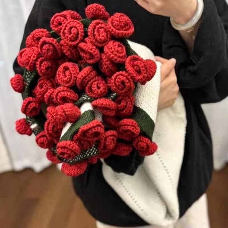 【FaddishDeal】Crocheted Bouquet Blanket, Handmade Soft, Lightweight, and Romantic Rose Knitted Shawl Blanket. Home decor, the perfect gift for Mom.