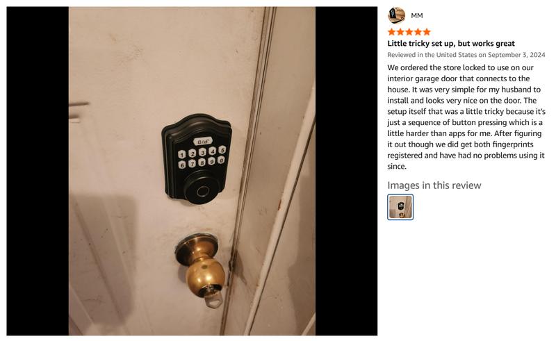 52hz AI Smart Fingerprint Door Lock with Code, Voice Guide, Password lock, Auto Lock, Easy to Install, Black Security-A3