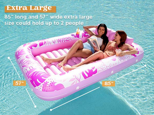 Sloosh-L/XL Inflatable Tanning Pool Lounge Float With Cup Holder, 70"X46"/85″ x 57″ More Large Sun Tan Tub Adult Pool Floats Raft  easter gifts for kids