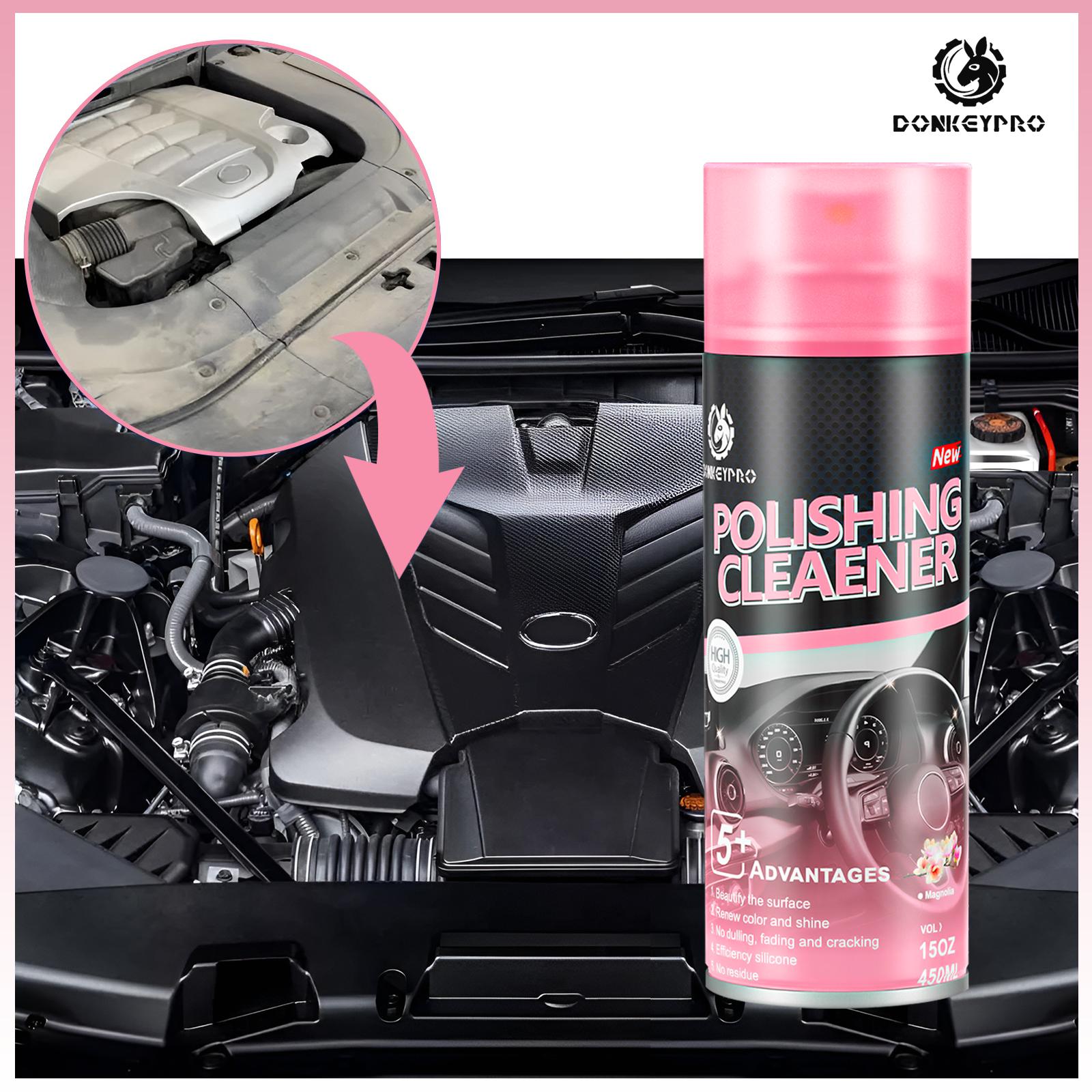 DONKEYPRO 15 oz Quick Interior Detail Cleaner Spray Bottle - Polished Coated, Anti-Aging, UV Protection Degreaser, Car Cleaning Supplies with Dashboard Leather Cleaner