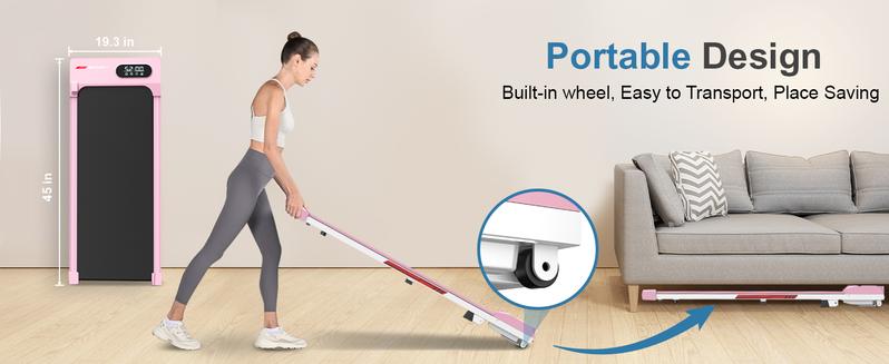 Walking Pad with 5% incline, 0.6-5Mph, Under Desk Treadmill Portable for Office & Home, Wide Running Belt, Remote Control, LED Display, 300 Lb Capacity