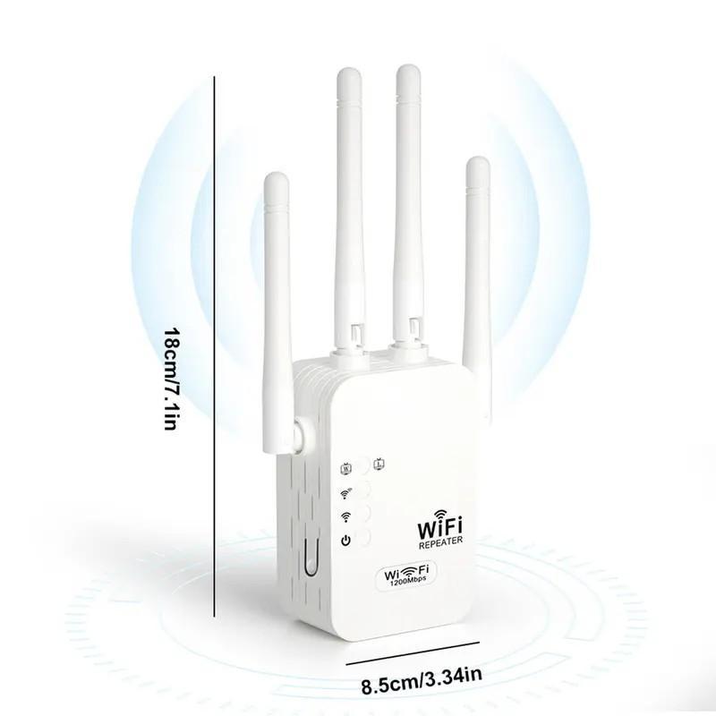 WiFi Extender 2025, 1200Mbps/300Mbps Dual Band (5GHz/2.4GHz) Signal Booster. Repeater with Ethernet Port for Home, Gifts-YY