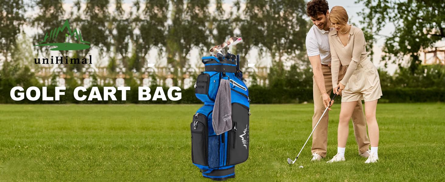 UNIHIMAL 14-Way Golf Cart Bag, Premium Full Length Golf Bag for Men with Magnetic Leather Pocket, Handles and Rain Cover