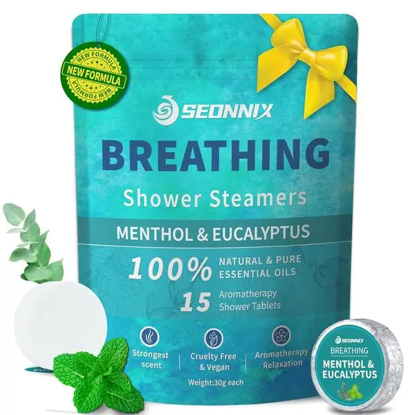 Shower Steamers Aromatherapy 15 Pack, Tangerin & Lemon Shower Bombs with Natural Essential Oils, Relaxation & Birthday Gifts for Women and Men, Stress Relief & Self Care Gifts, Shower Tablets