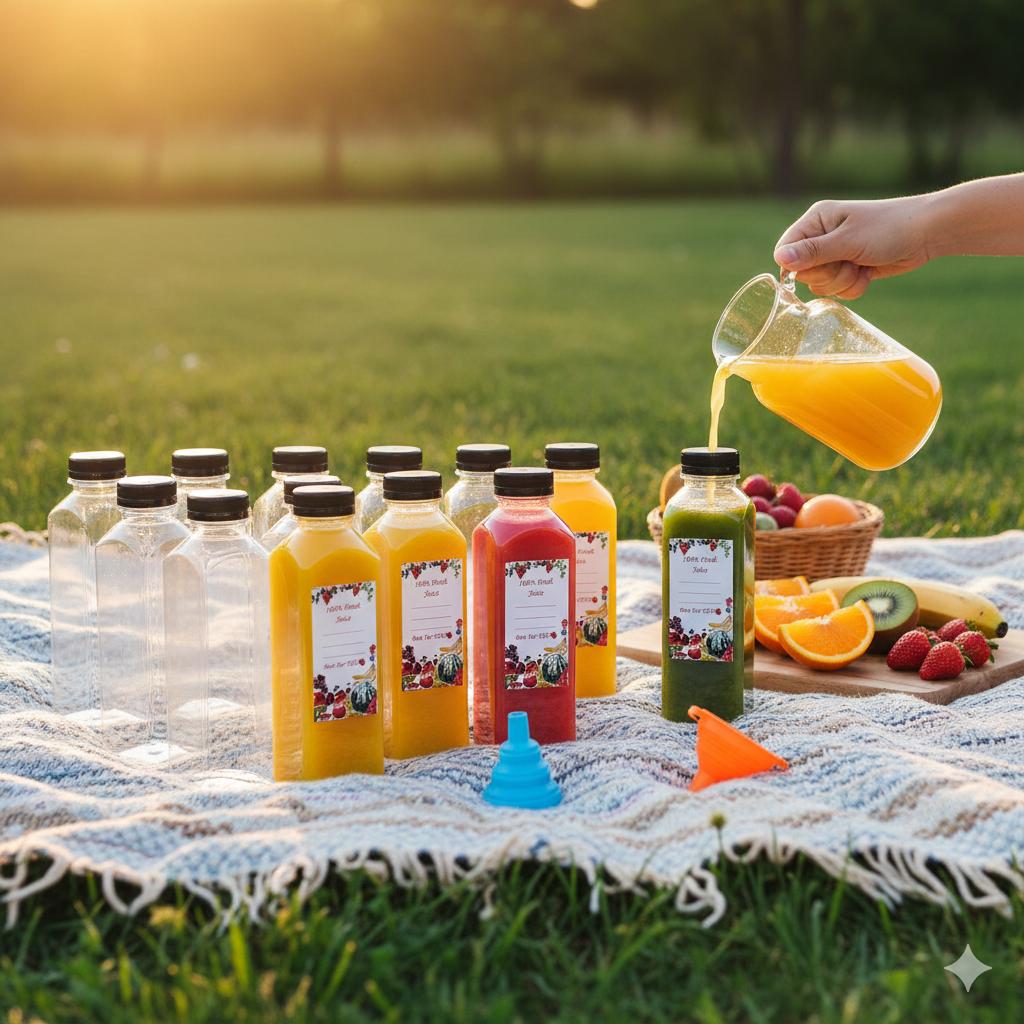 Plastic Dispensing Bottle, 20pcs 16oz Empty Plastic Juice Bottles with Caps, Reusable Clear Bulk Beverage Containers for Juice, Milk and Other Beverages