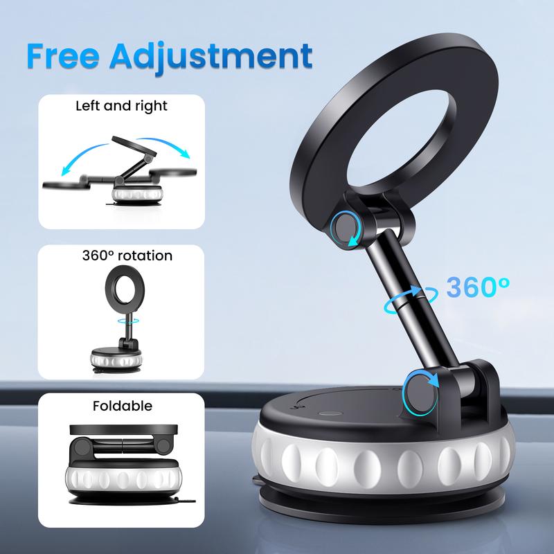 FUDUOO Car Phone Holder, With Magnetic&Vacuum Adsorption Function, Adjustable and Foldable, Suitable for Smooth and Flat Surfaces, Compatible with All Smartphones FUDUOO Car Phone Holder, With Magnetic&Vacuum Adsorption Function, Adjustable and Foldable, Suitable for Smooth and Flat Surfaces, Compatible with All Smartphones