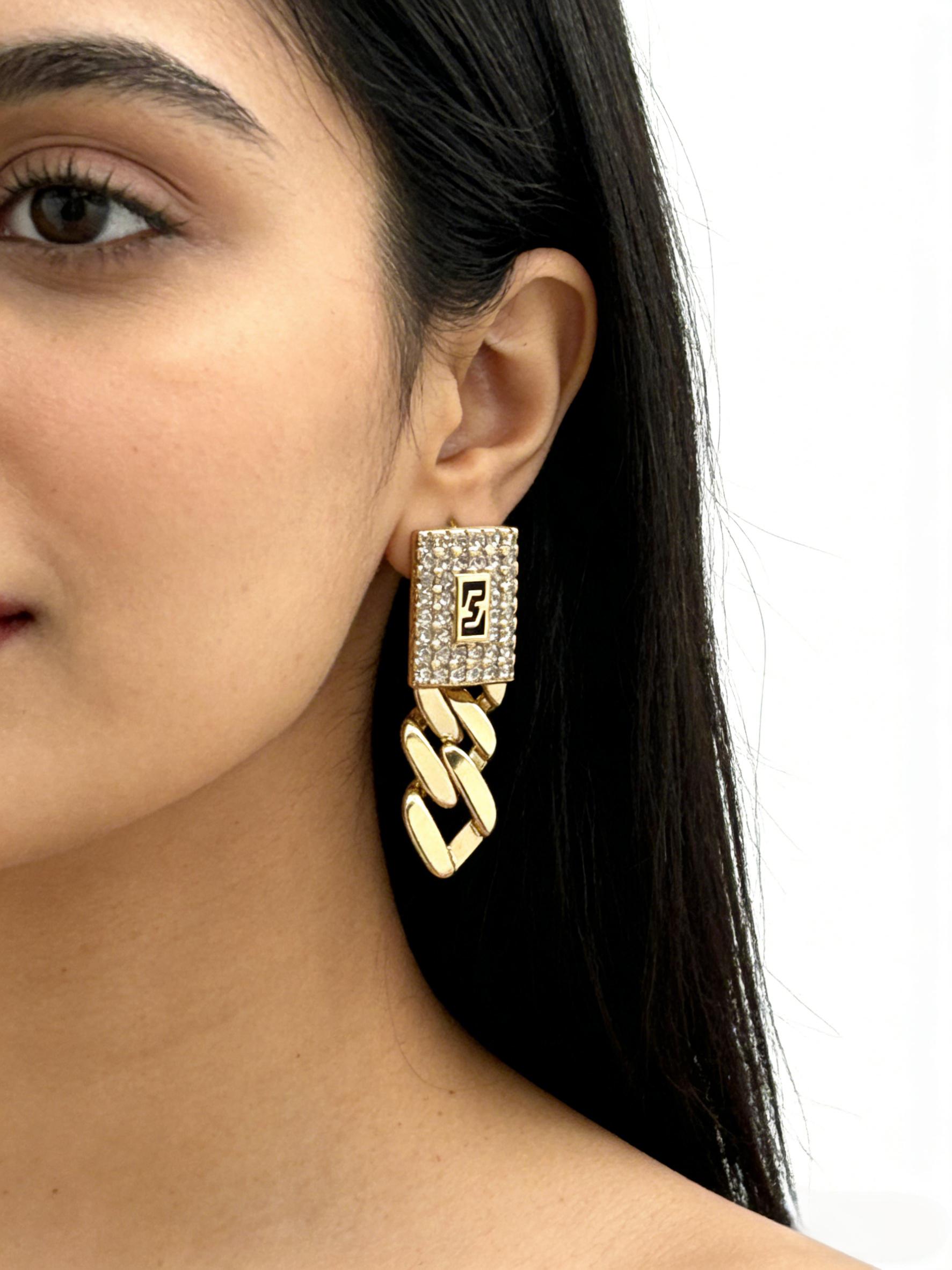 14K Real Gold Plated Unisex 4mm Cuban Link Iced Out Sythetic Moissanite Earrings Stainless Steel Miami Earring Hip Hop Jewelry