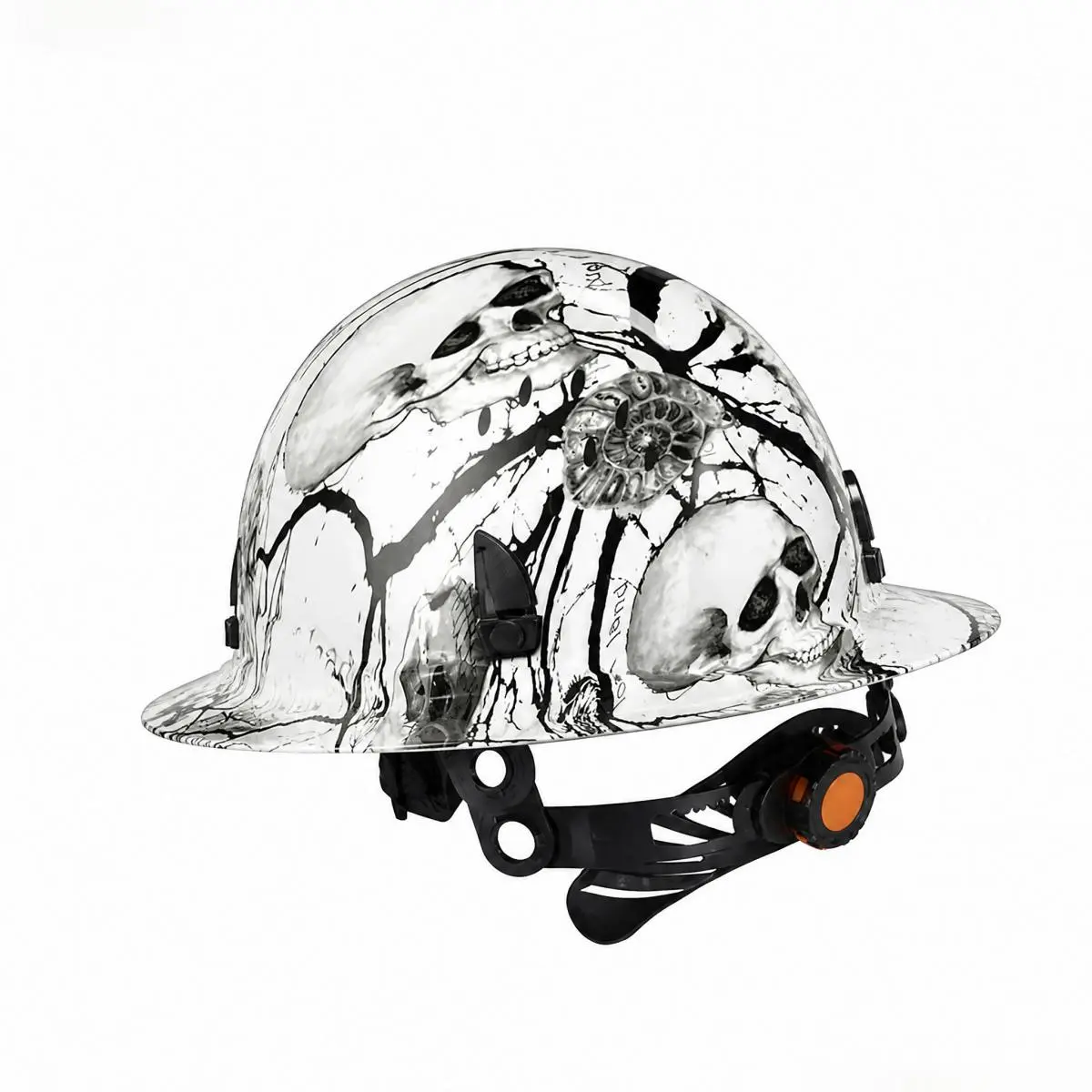 OSHA Certified Carbon Fiber Full Brim Safety Helmet with 6-Point Ratchet Suspension & Chin Strap, Vented Breathable Industrial Hard Hat for Outdoor Work, Sun Protection & Advanced Head Protection (Unisex)