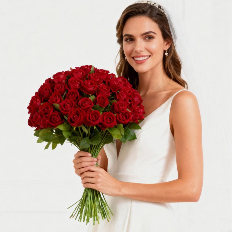 YBLIOUKE 10/20/50 pcs Artificial Rose Howers LongStem Fake Silk Roses for DIY WeddingBouquet Table Centerpiece HomeDecor  Realistic Faux Flowers for Decoration, Suitable for Valentine’s Day, Mother’s Day, Halloween, Christmas, Floral Arrangements