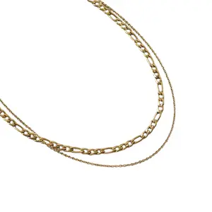 Classic Double Chain Necklace - Elegant Design with Gold Finish and Simple Chain Strap