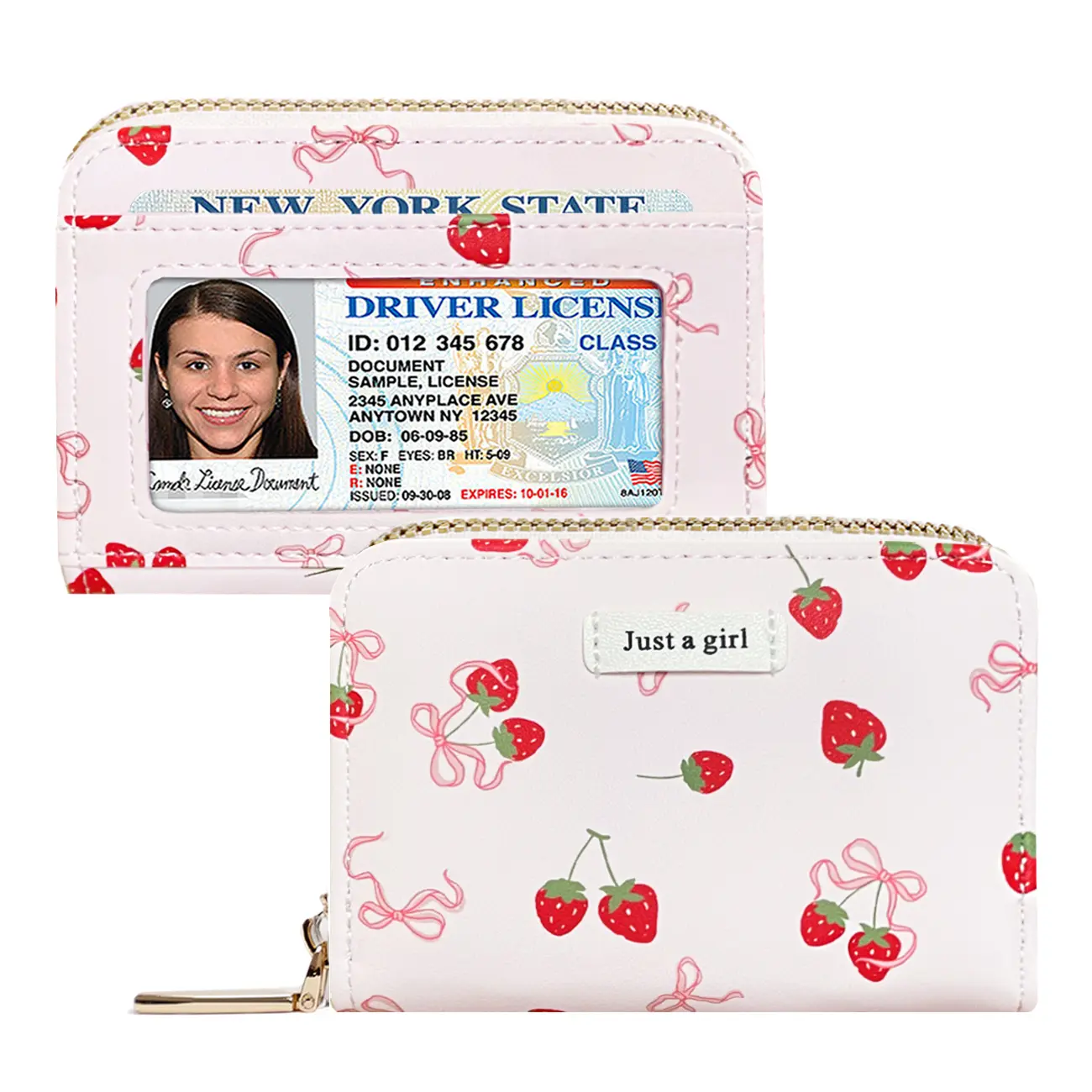 Cute Fruits Credit Card Holder for Women Small Accordion Card Cases with ID Window