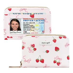 Cute Fruits Credit Card Holder for Women Small Accordion Card Cases with ID Window