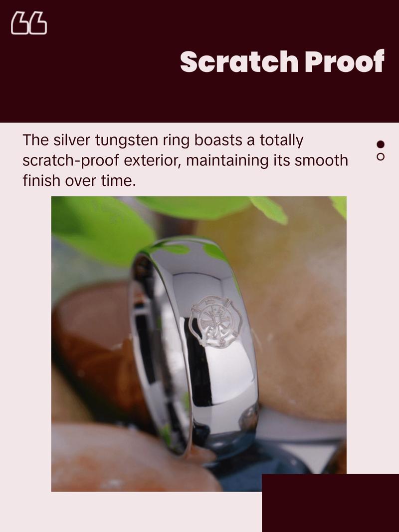 Silver Tungsten Firefighter's Ring