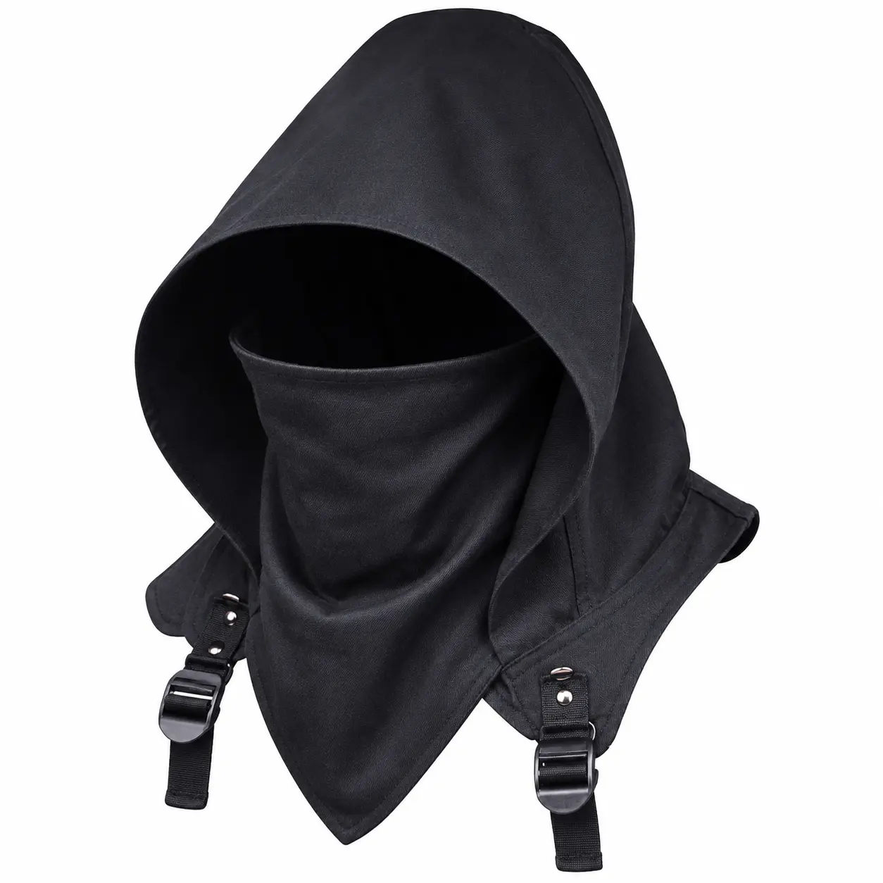 Unisex Hooded Face Cover, Adjustable Cosplay Hood Mask with Buckle Straps, Cotton Twill Costume Headwear for Pirate Ninja Assassin Looks