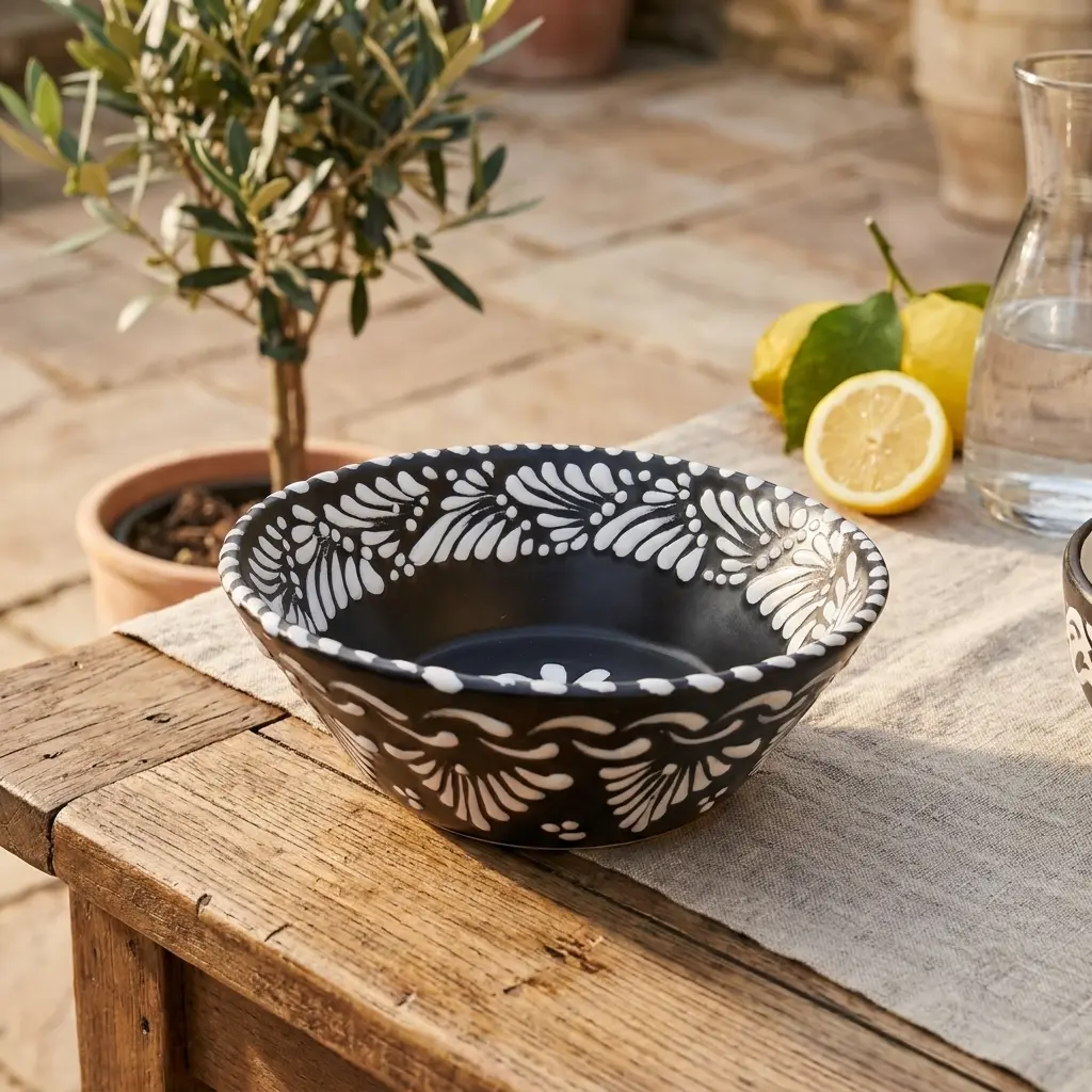 Handmade Eco-Friendly BPA-Free Traditional Mexican Talavera Clay Bowl - 7.5" Rim Floral Hand-Painted Ceramic, Authentic Puebla Folk Art for Salad, Everyday Kitchen Tableware Use