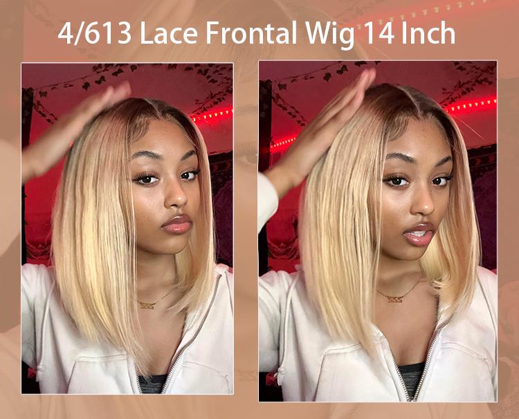 [Spring 2026]  Alipearl Hair 4/613 Ombre Blonde Lace Front Bob Wigs Short 13x4 Bob Wig for Women With Baby Hair Brazilian Straight Bob Wigs Human Hair Pre Plucked