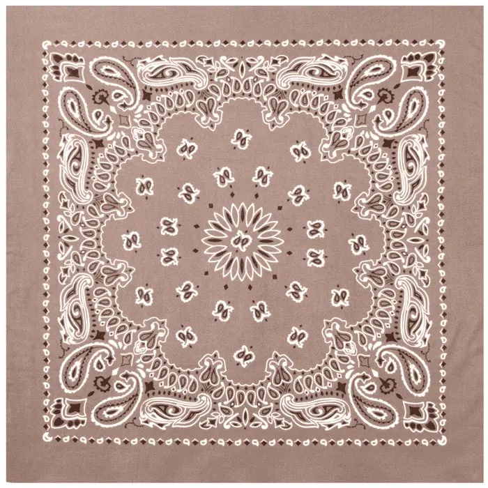 100% Cotton Breathable Bandana - Khaki Jumbo Trainmen Paisley Print, 27"x27" Rugged-Use Neck Accessory, Wind & Dust Guard Face Cover Hair Wrap for Clothing Enthusiasts