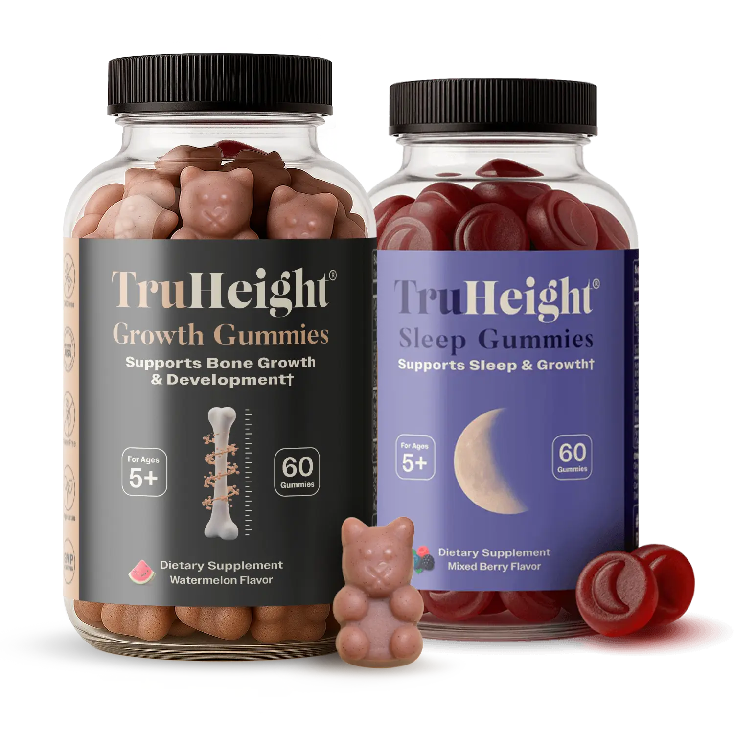 TruHeight Sleep & Grow Bundle - Complete Growth & Wellness Support for Kids & Teens - Calcium, Vitamin D, K, Melatonin, L-Theanine, Lemon Balm, Ashwagandha - Daytime Growth & Nighttime Sleep Support