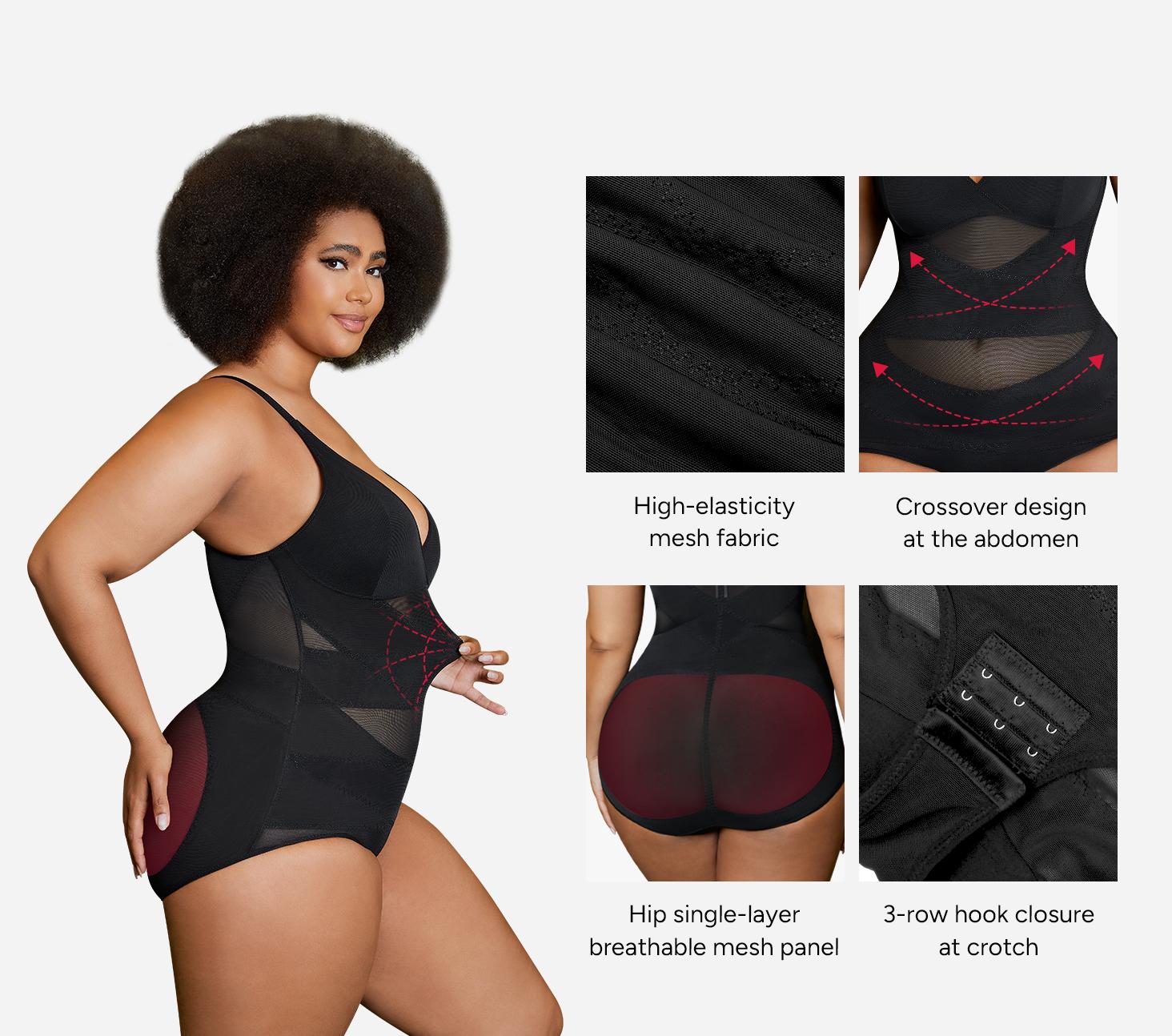 Nebility Women's V Neck Minimalist Comfortable Basic bodysuits shapewear mesh breathable sleeveless womenwear High Stretch Girdle Compression Womenswear