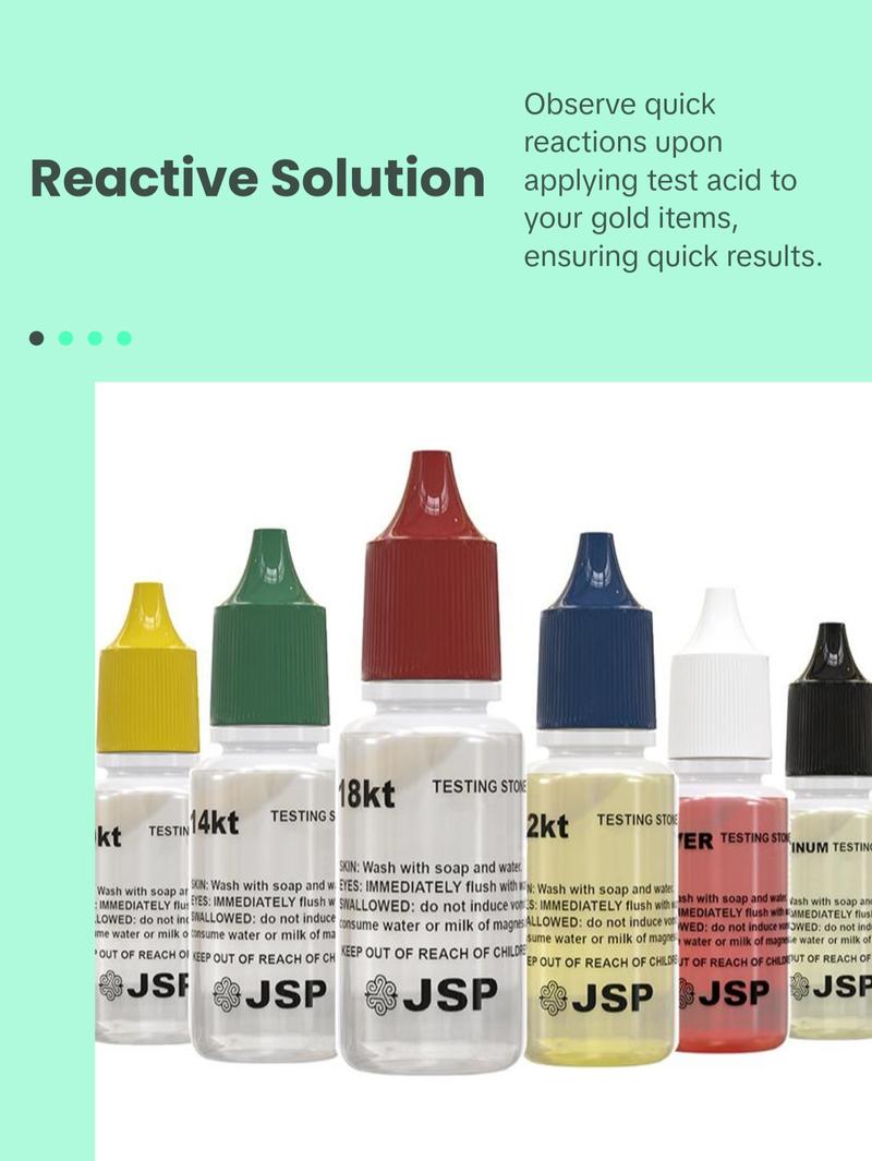 JSP 14K Gold Testing Kit - 0.5 oz Acid Solution for Karat Value & Purity Testing - Ideal for Travel & Gold Enthusiasts - Engagement Ring