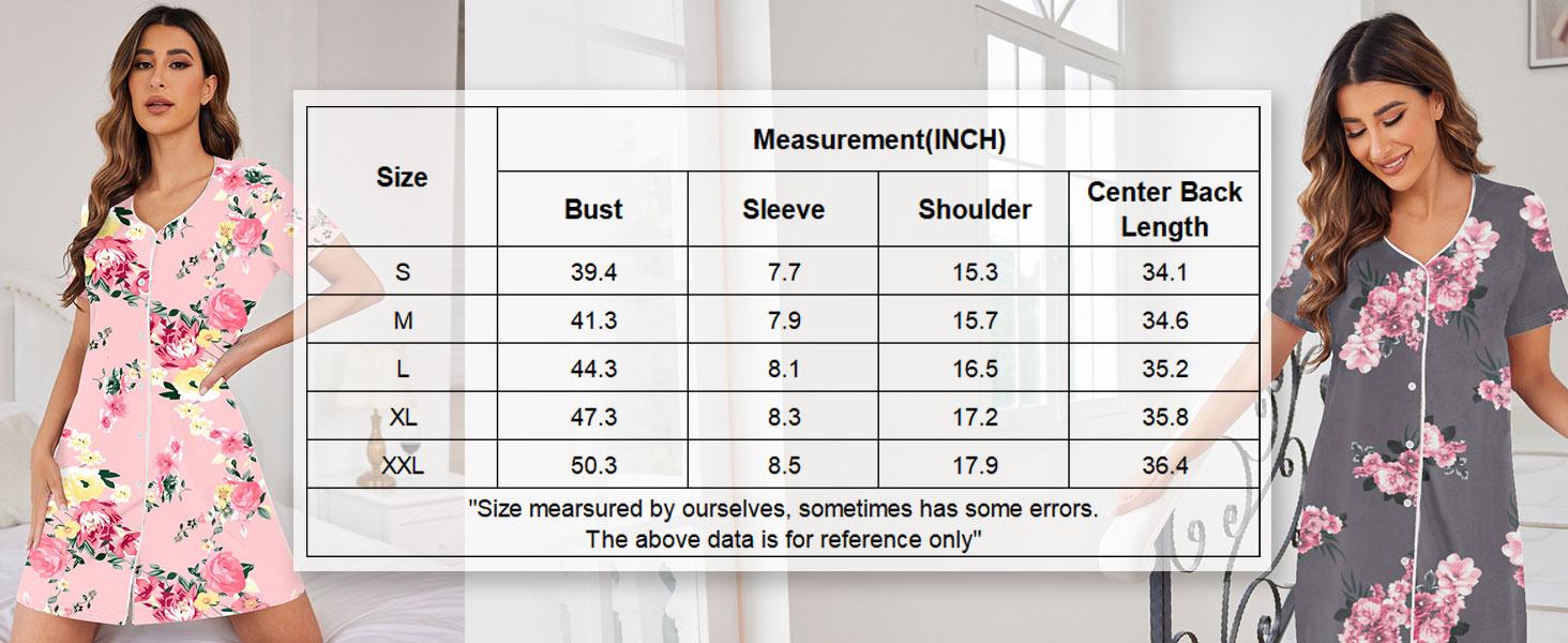 EKOUAER Women's Nightgown Button Down Nightshirt Short Sleeve Sleepshirt Soft V Neck Sleepwear Pajama Dress