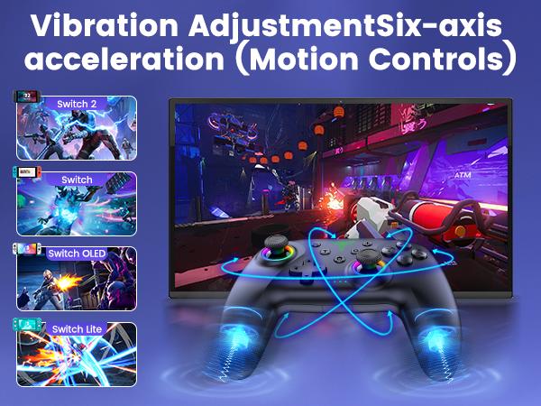 Switch 2 Pro Controller, 1000mAh Battery, Wireless Bluetooth Controller with Hall Effect Joysticks & Triggers, for Switch2/Switch/Switch OLED/Switch Lite, with 7 Light Modes/Paddle/Turbo/Motion/Charging Dock