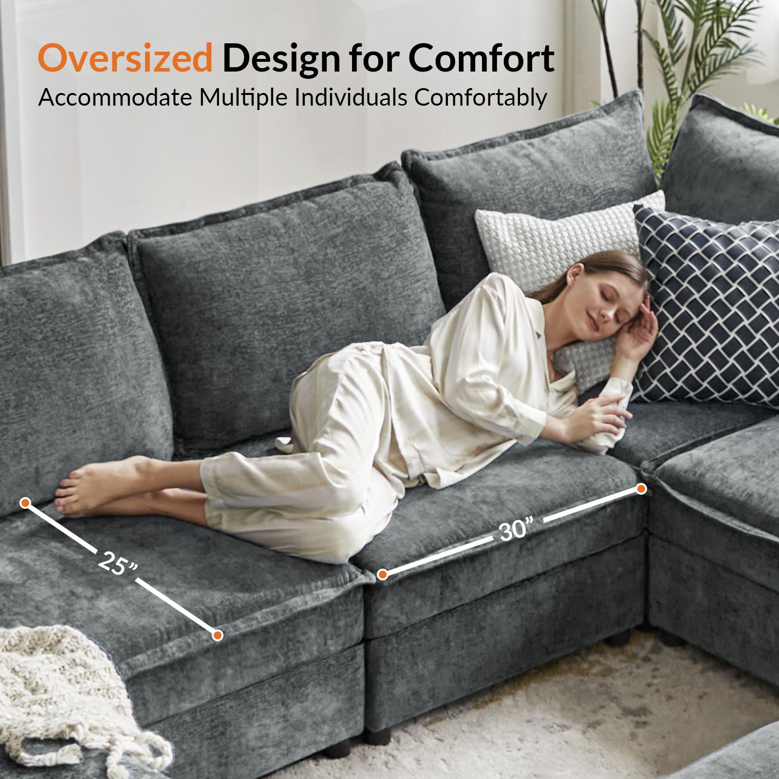 [Multipule Packages] Hulala Victoria Oversized Soft Sectional Sofa with Storage(Optional Seat), 1.5x Extra-wide Seat, Soft Cushion, Concealed Compartments, Modular Design, Easy Assembly Folding Storage, Ottoman Bench sofa, Couch, Lounge