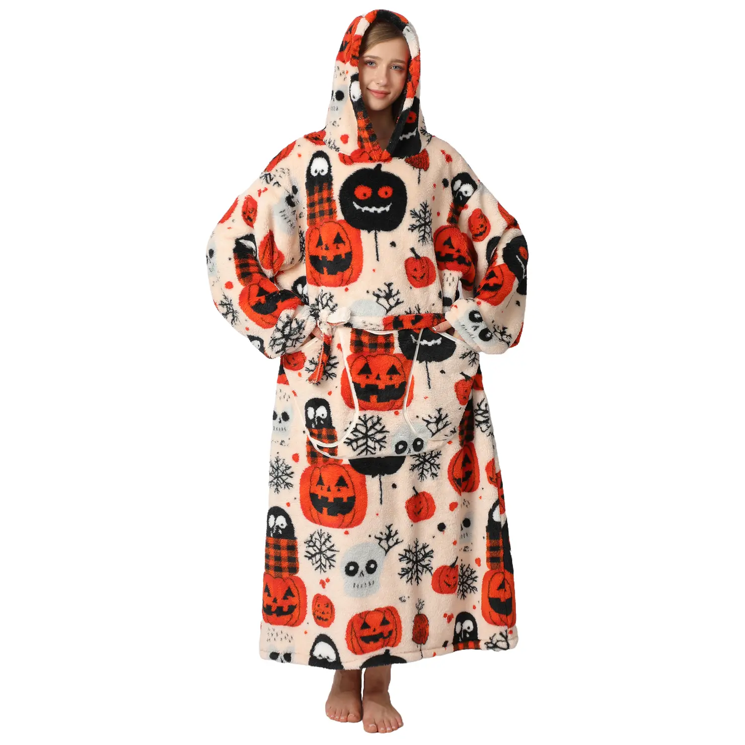 Msrlassn Oversized Wearable Blanket Hoodie as Gifts for Mom Women Girlfriend Men, Plus Size Sleepwear Blanket Hooded for Women Men, Halloween 1Pcs Nightgown Loungewear Womenswear Sweatshirt Blanket