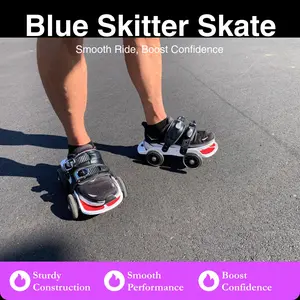 Blue Skitter Skate - Wearable Roller Skates for Shoes - Adjustable Unisex Street Skates for Indoor/Outdoor Skating