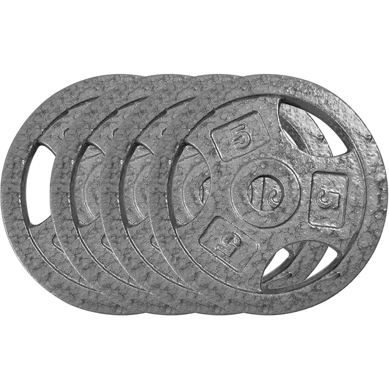 Cast Iron Weight Plates Set 1 in, 5 /10LBS Bumper Plates for Home Gym, Strength Training & Weightlifting (4 x 5/10 LBS Sets)