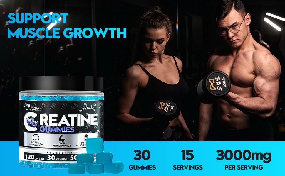 Creatine Monohydrate Gummies 5000mg for Men & Women, Gomitas de Creatina 5g Creatine Monohydrate,120 Count 0g Sugar Chewables CreatinePre-Work Out fo