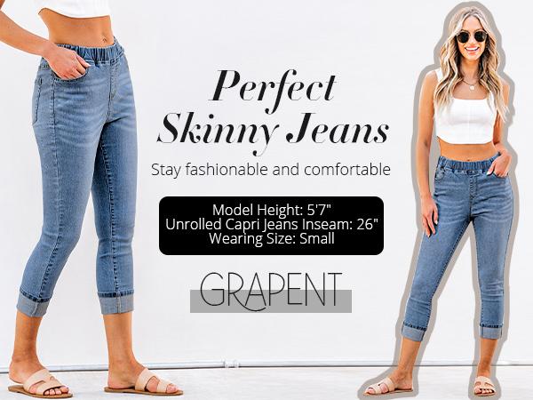 GRAPENT Pull On Jeans for Women High Waisted Skinny Capri Pants Trendy Stretch Denim Cropped Jeans Crop Jeggings Capris SpringStatements GRAPENT Pull On Jeans for Women High Waisted Skinny Capri Pants Trendy Stretch Denim Cropped Jeans Crop Jeggings Capris SpringStatements
