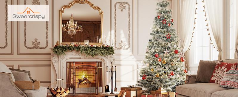 Sweet Furniture Plus Pre-lit Artificial Christmas Tree, Realistic Shape Color, Perfect Home Office Garden Decoration, Fits Indoors Outdoors Sturdy Metal Base