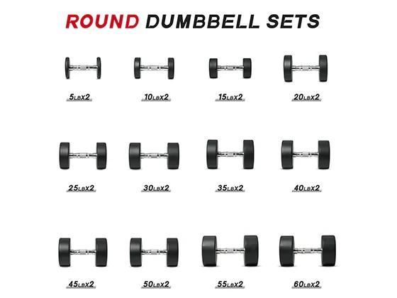 RitFit 20LB PVC-Coated Round Dumbbells in Pairs - Durable Balanced Design for Upper Body Workouts & Noise-Reducing Floor Protection