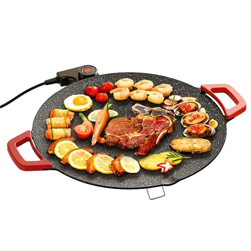 TANLOOK KITCHEN 1500W Fast Sear Corded Portable Electric Korean BBQ Round Griddle, Indoor Smokeless Grill, Non-stick Pan with Adjustable Temperature for Home Cooking, Grills