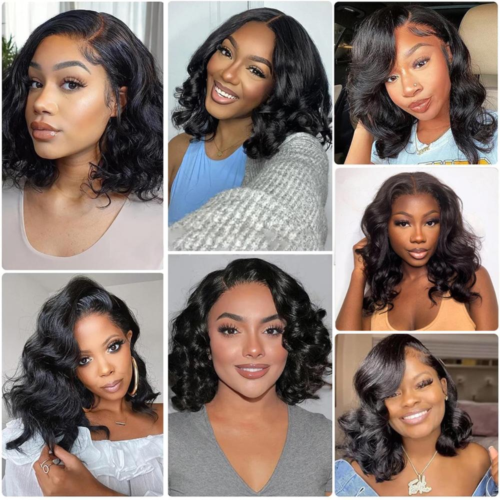 Bling Hair 13x6 Lace Wig Human Hair Wigs Loose Body Wave Bob Wig Pre plucked 13x4 HD Transparent Lace Front Short Body Wig Natural Color SpringStatements