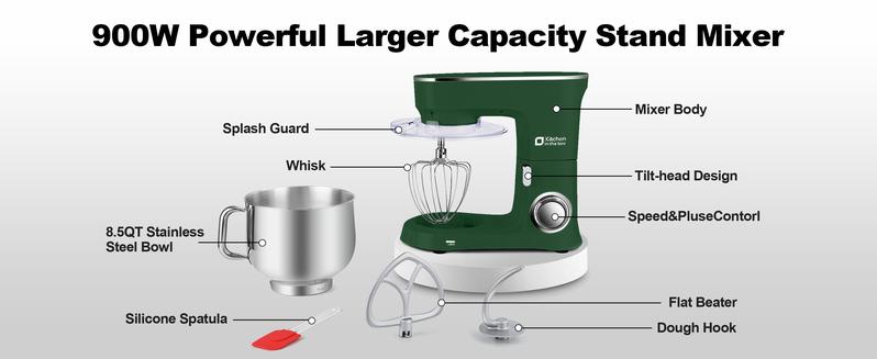 Kitchen in the Box Stand Mixer 8.5QT | 900W 10-Speed Kitchen Mixer for Baking, Dough, Cookies & Everyday Cooking | Best Holiday Gift