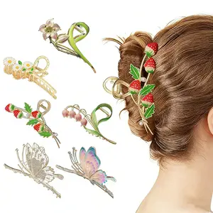 6 Pcs Hair Claw Clips for Women, Large Strong Metal Butterfly Hair Clips Flower Hair Clips for Women Thick Hair