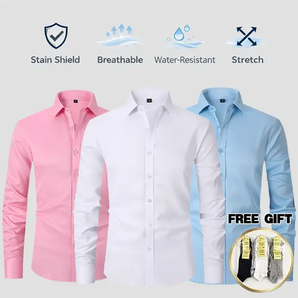 3-pack men’s business casual long-sleeve dress shirts—slim fit, button-front shirts suitable for TikTok Shop Spring Glow Up; breathable, non-restrictive summer wear, ideal for everyday outings.