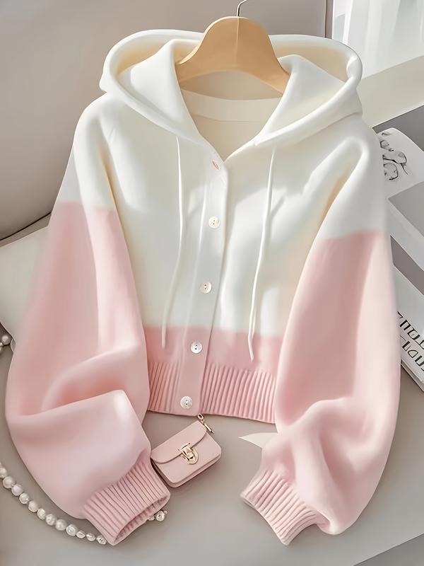 Pink & White Color Block Hoodie | Oversized Button-Up Crop Top  Yellow & White Color Block Hoodie | Trendy Cropped Sweatshirt  Blue & White Color Block Hoodie | Cozy Button-Up Crop Hoodie  Purple & White Color Block Hoodie | Y2K Aesthetic Cropped Top