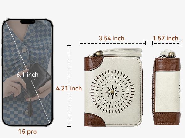 BOSTANTEN Credit Card Holder Wallet RFID Double Zipper Small Wallet for Women Leather Keychain Wallet with Tassel mom  pouch