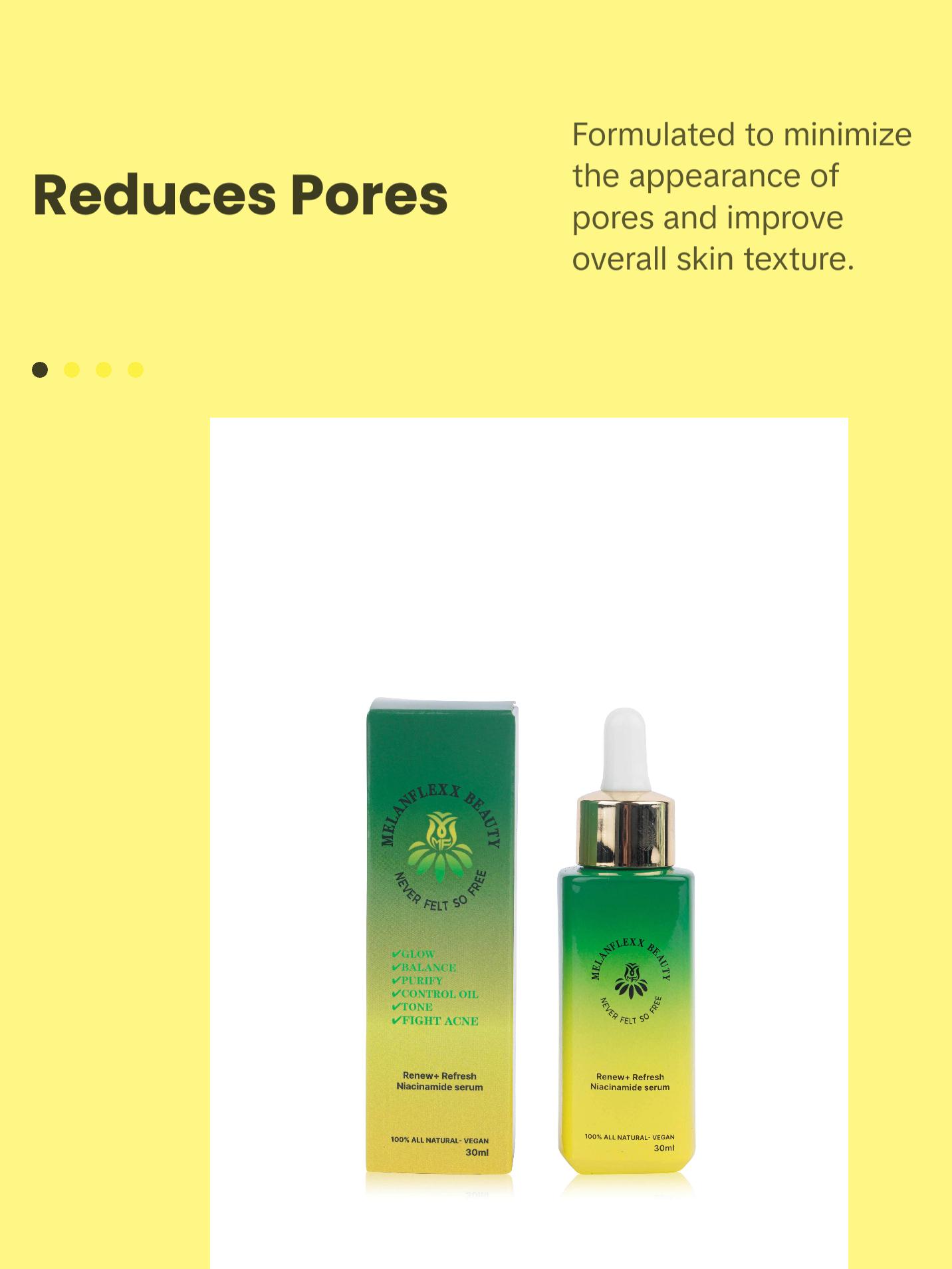 MELANFLEXX BEAUTY NIACINAMIDE SERUM 100% All Natural- Vegan