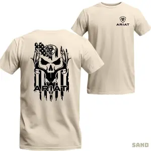 [Sale Up To 45%] Ariat T-Shirt - American Flag Design With Unique Ariat Details, Ideal For A Bold And Adventurous Style Menswear Top Crewneck Casual