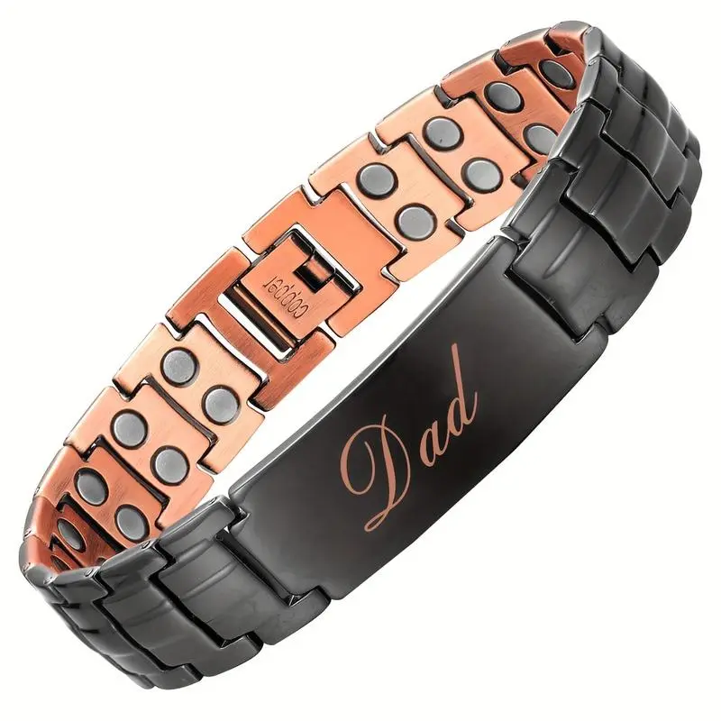 2X Copper Magnetic Bracelet for Men,99.99% Pure Copper Cross Bracelet with Ultra Strength Magnets Adjustable, Healthy Father's Day Gift