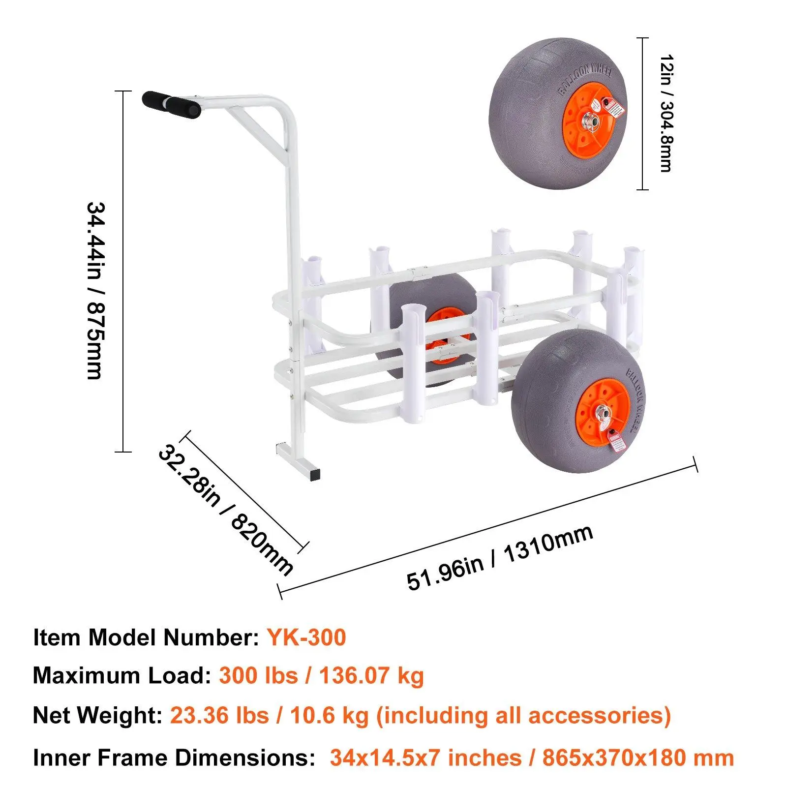 300 lbs with 13" Big Balloon Wheels